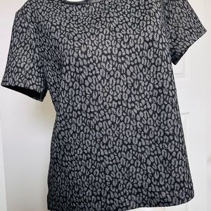 SFA Black Black/Gray Leopard Print Short-Sleeved Casual XL Top